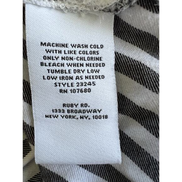 Ruby Rd Women’s 1X Top Striped Long Sleeve Roll Tab Sleeves Button Up - Picture 8 of 10